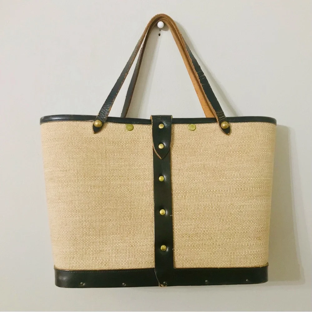 SOLD - Vintage 1960s Signed Enid Collins Canvas Bucket Bag | Jewel Garden - Picture 2 of 9